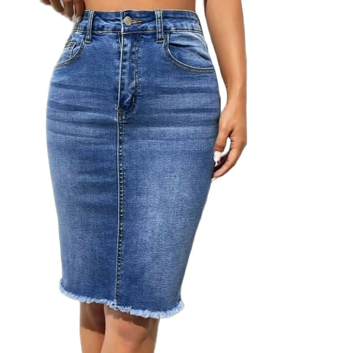 1. Clothing Denim Pencil Skirt Stretch Denim