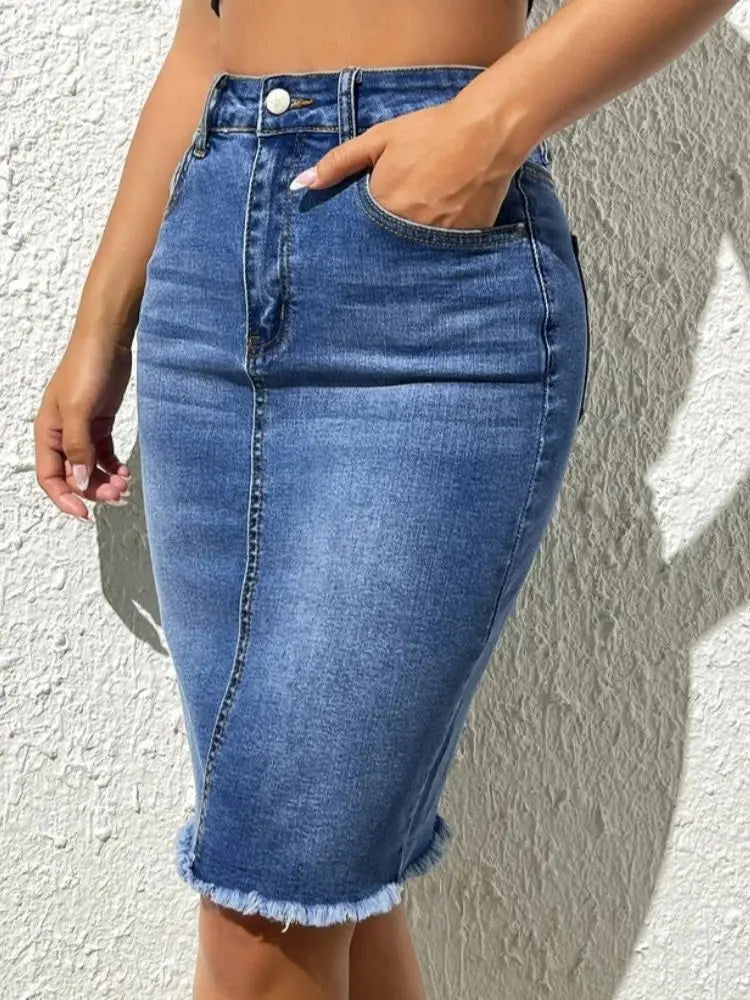 1. Clothing Denim Pencil Skirt Stretch Denim