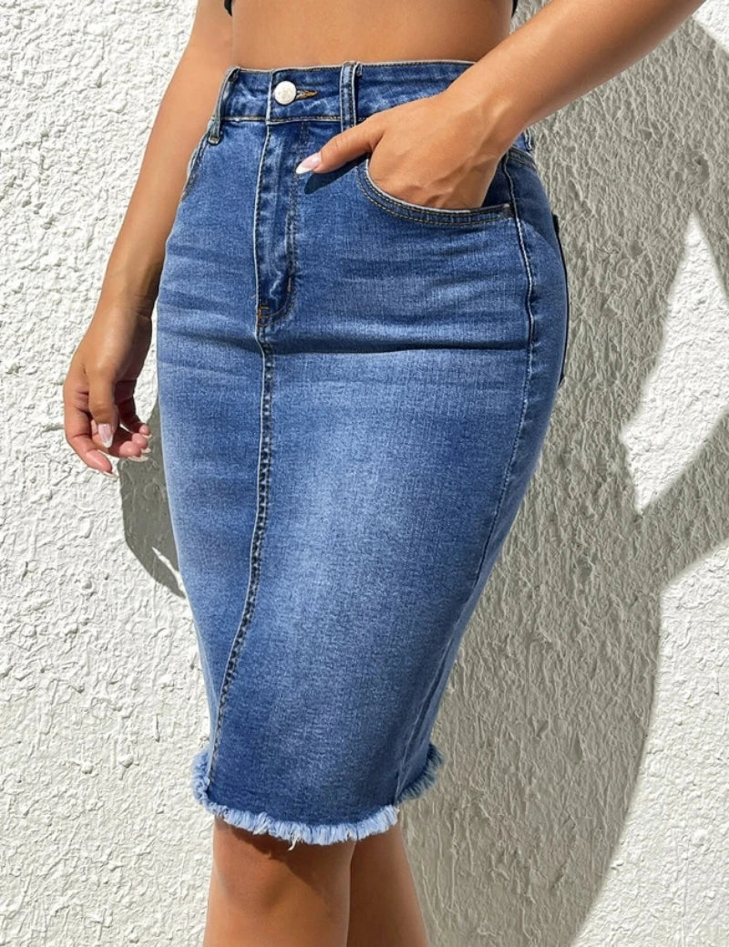 1. Clothing Denim Pencil Skirt Stretch Denim
