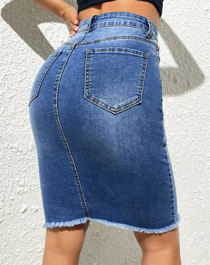 1. Clothing Denim Pencil Skirt Stretch Denim