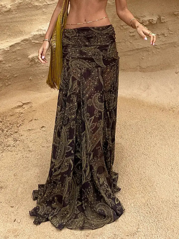 1. Paisley Maxi Skirt Chiffon Tulle
