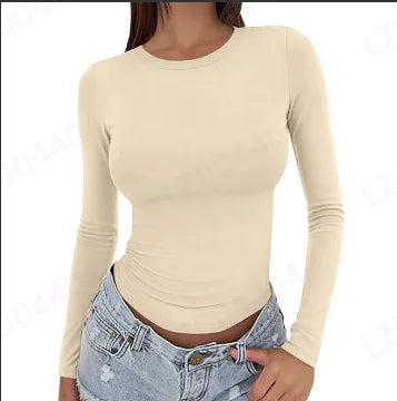 1. Cotton Blend Long Sleeve Skinny Top