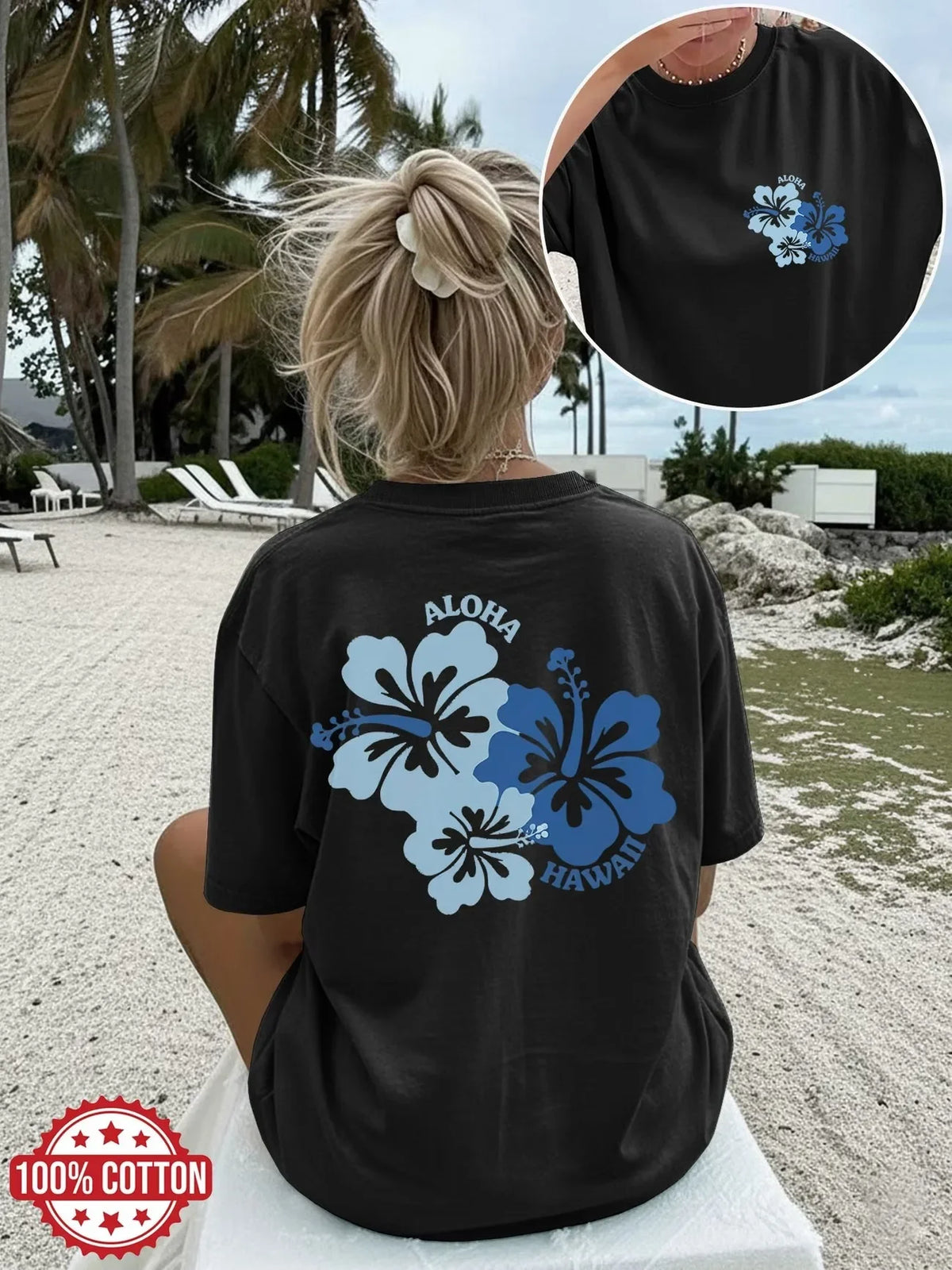 1. T-Shirt Blue Hibiscus