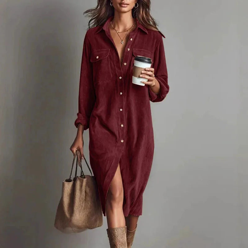 1. Corduroy Shirt Dress