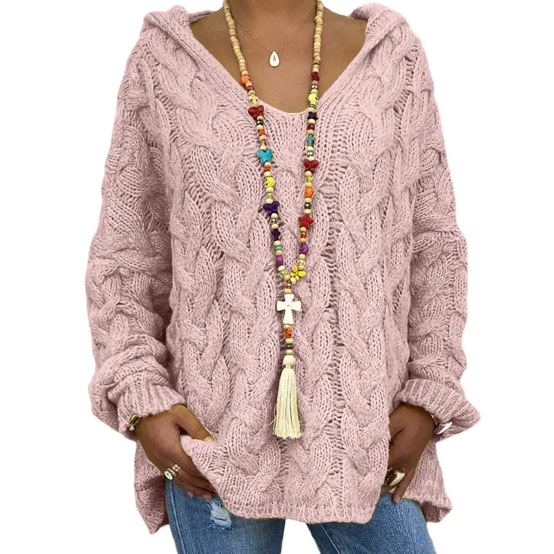 1. Beach Casual Hooded V-Neck Tunic Sweater