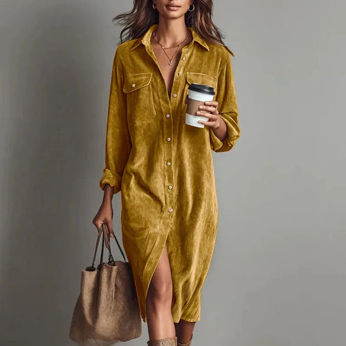 1. Corduroy Shirt Dress