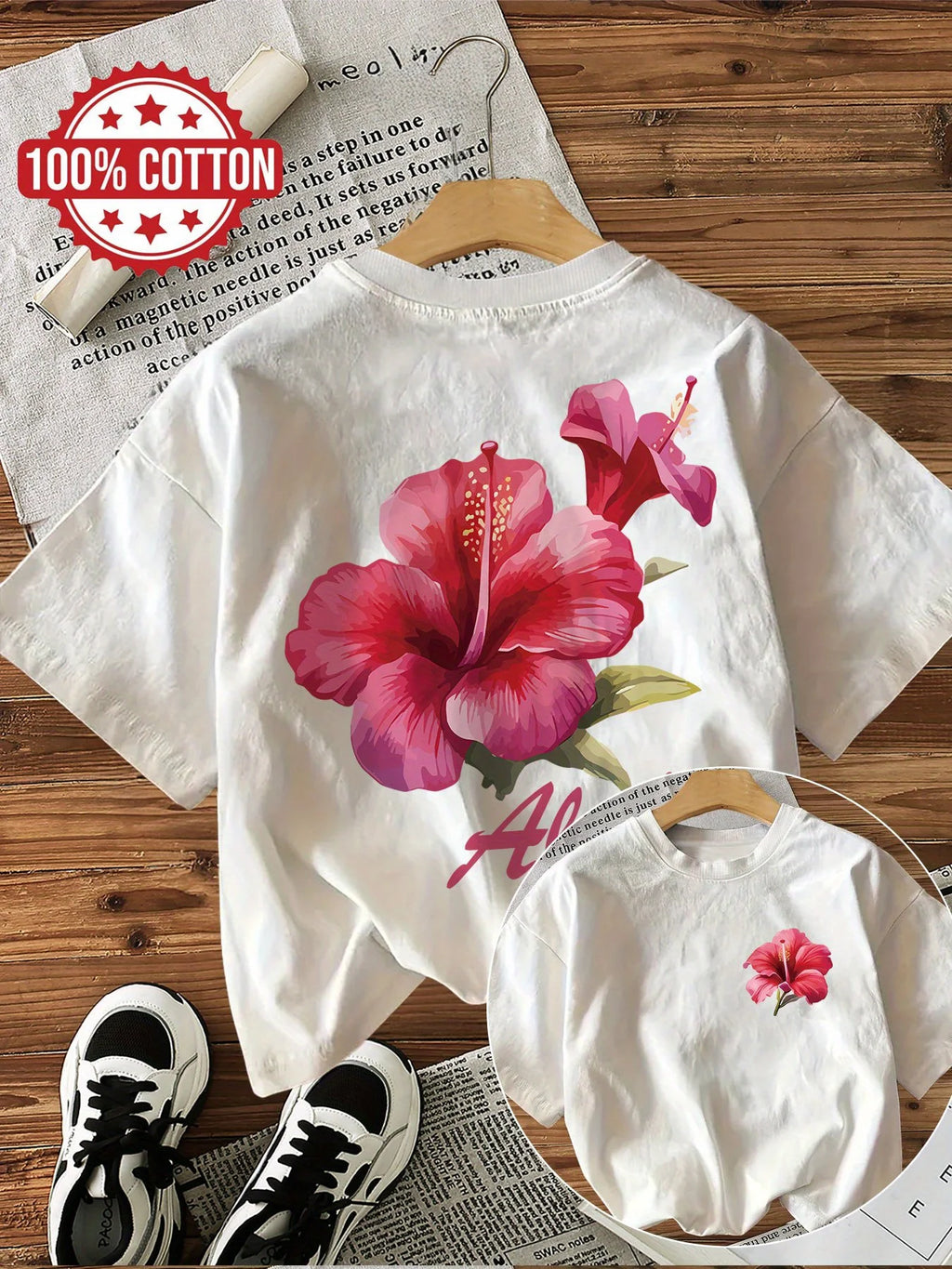 1. T-Shirt Aloha Cotton Women's Hawaiian Tropical Floral Print