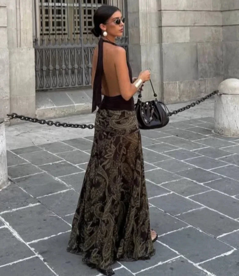 1. Paisley Maxi Skirt Chiffon Tulle