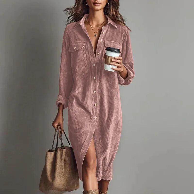 1. Corduroy Shirt Dress