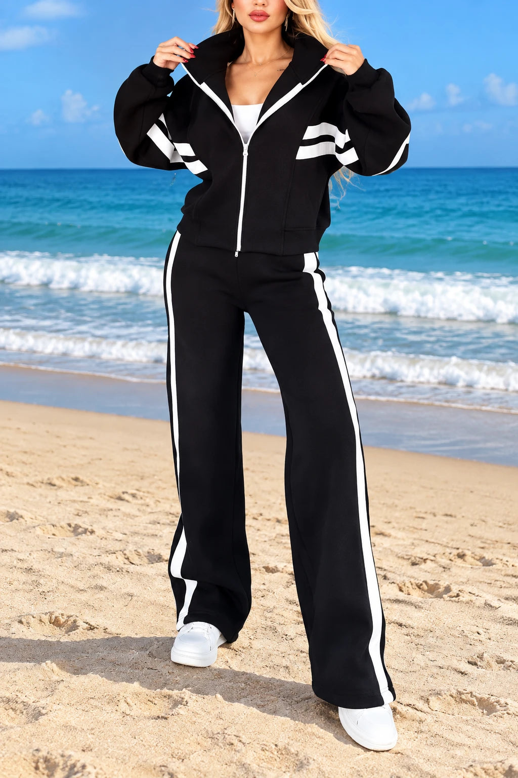 1. Track Suit Wide Leg With Side Stripe