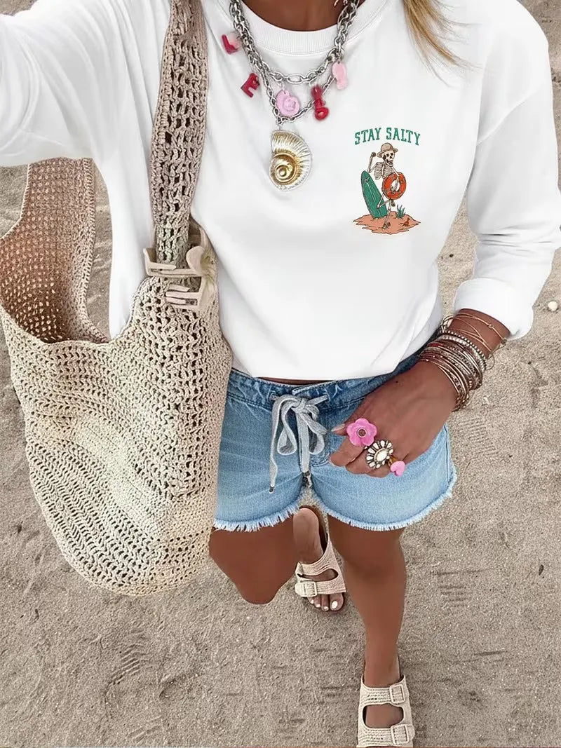 1. T-Shirt Stay Salty Long Sleeve Shirt 100% Cotton