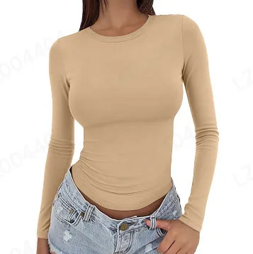 1. Cotton Blend Long Sleeve Skinny Top