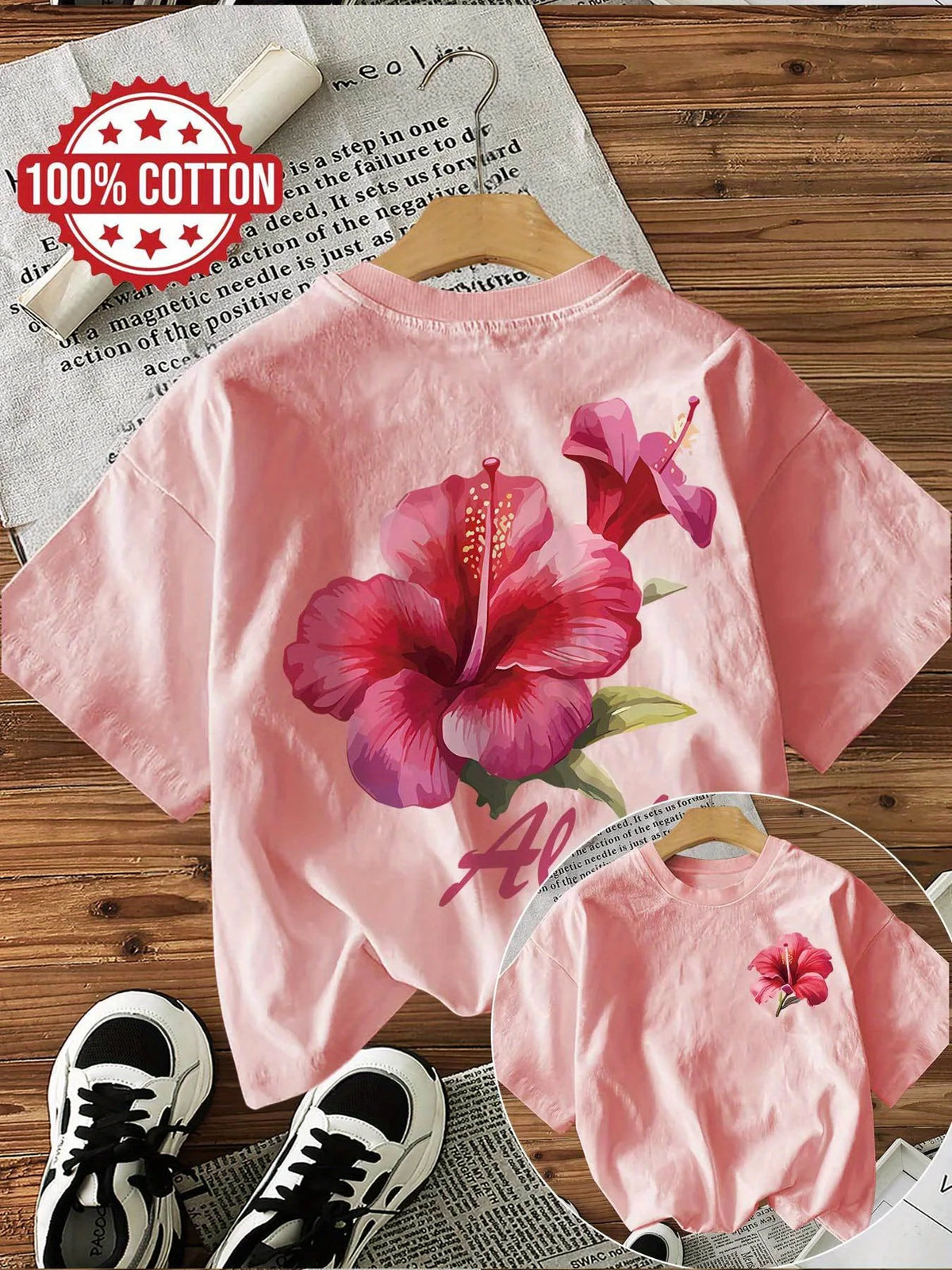 1. T-Shirt Aloha Cotton Women's Hawaiian Tropical Floral Print