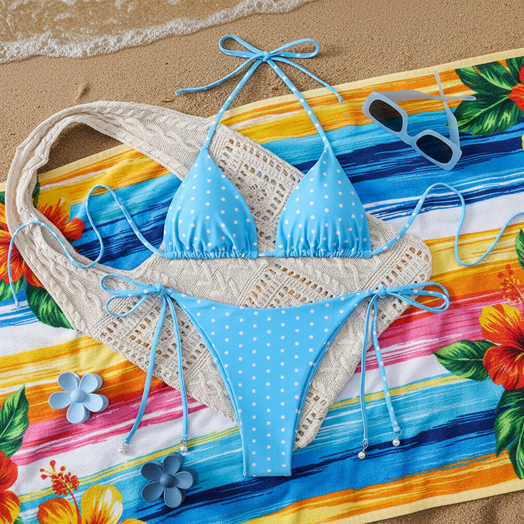 1. Clothing Bikini Polka Dots String Bikini