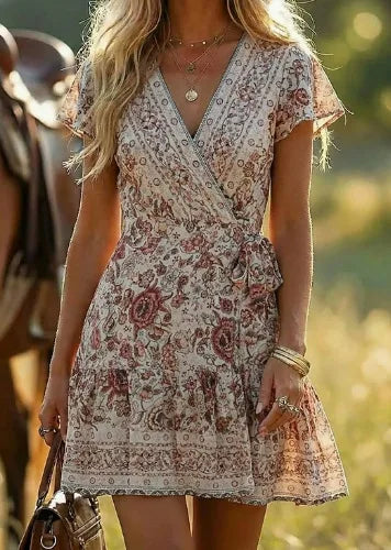 1. Beach Boho Vintage Print Dress