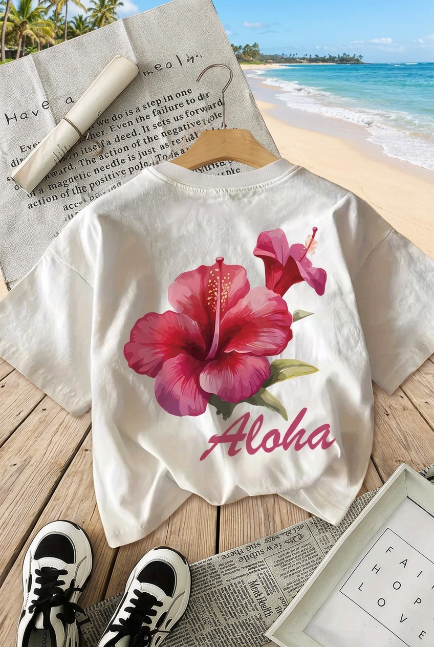 1. T-Shirt Aloha Cotton Women's Hawaiian Tropical Floral Print
