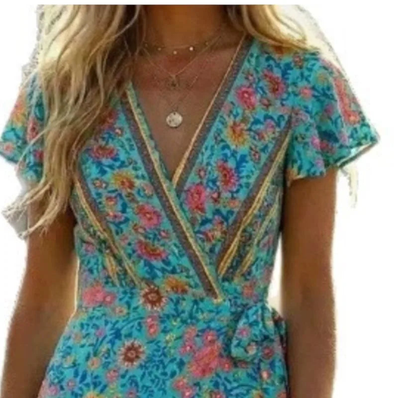 1. Beach Boho Vintage Print Dress