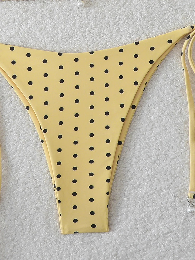 1. Clothing Bikini Polka Dots String Bikini