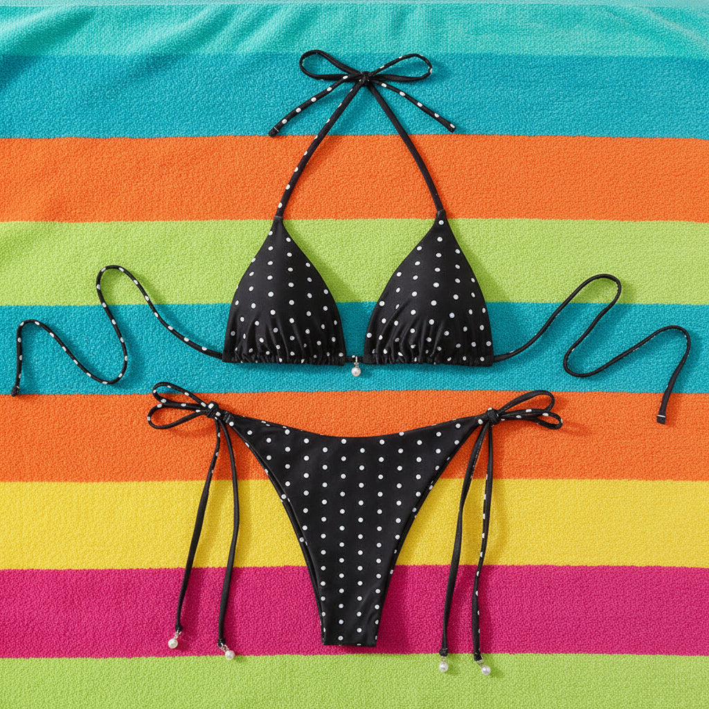 1. Clothing Bikini Polka Dots String Bikini