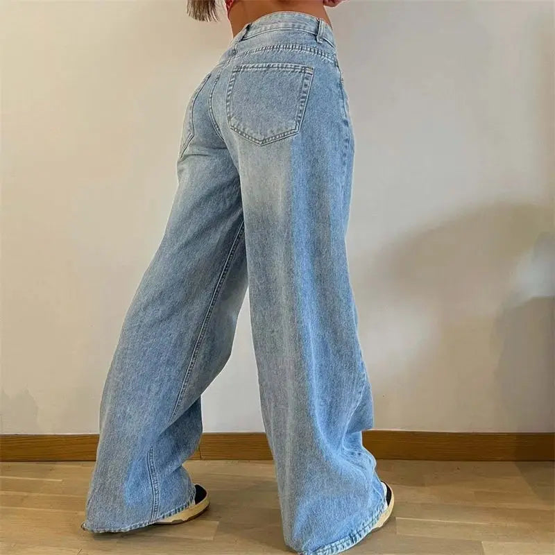 1.Stretch Denim Wide Leg Boyfriend Jeans