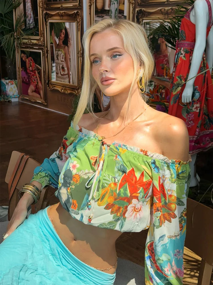 1. Clothing Beach Chiffon Crop Top Long Sleeves