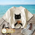 1. T-Shirt Coffee Cat Oversized 100% Cotton