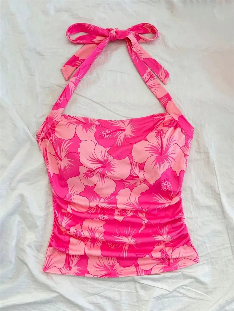 1. Clothing Crop Hibiscus Halter