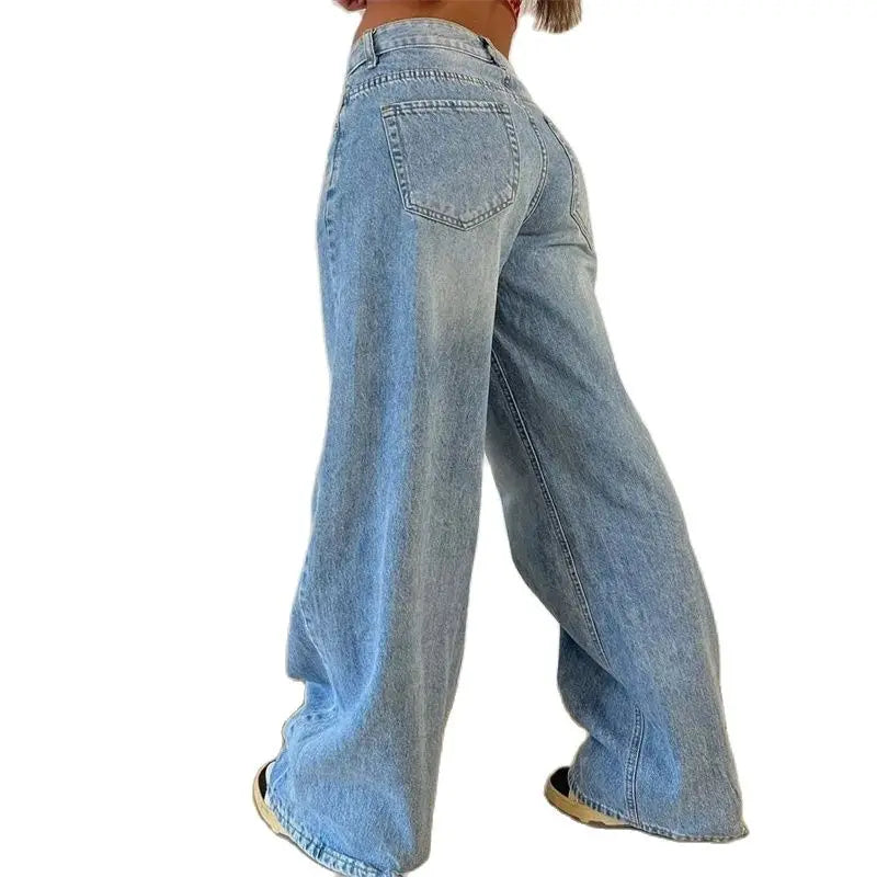 1.Stretch Denim Wide Leg Boyfriend Jeans