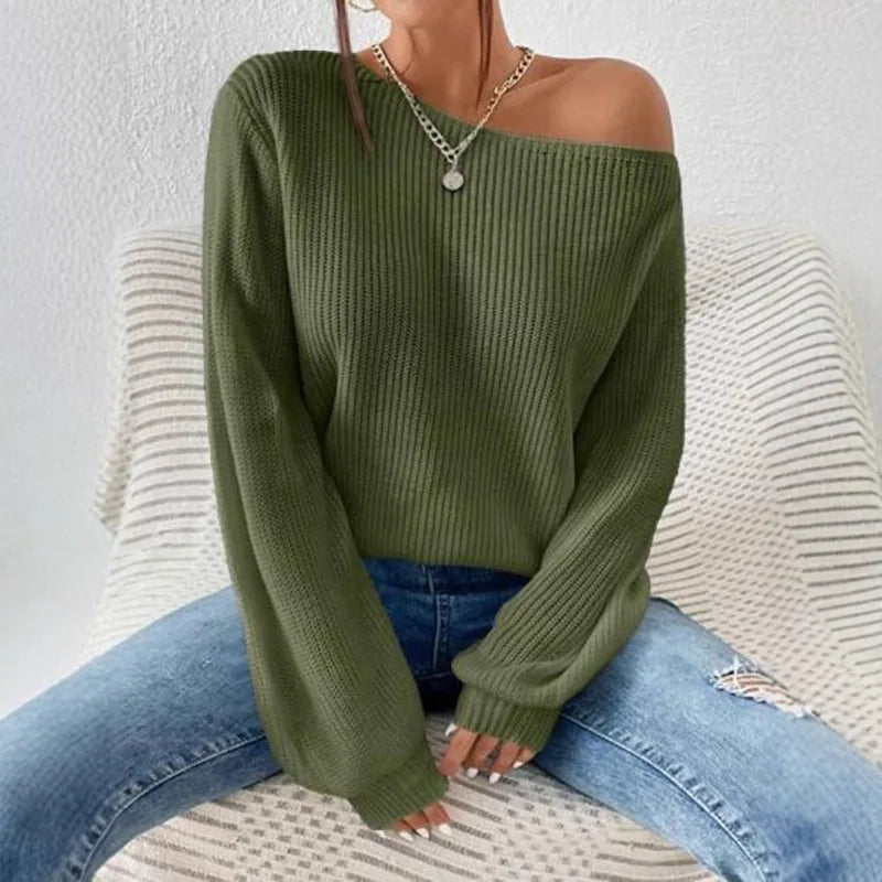 1. Off The Shoulder Oversized and Comfy Waffle Weave Sweater
