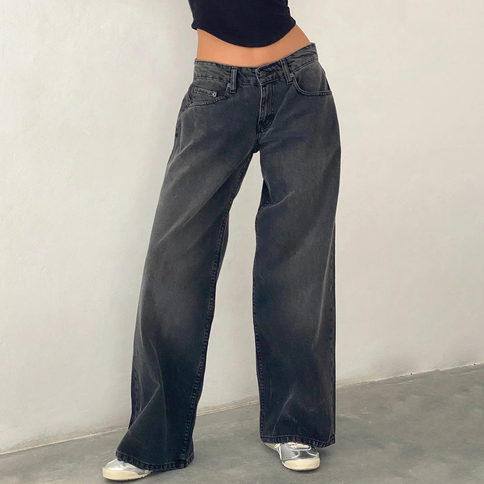 1. Clothing Low Rise Baggy Denim Jeans