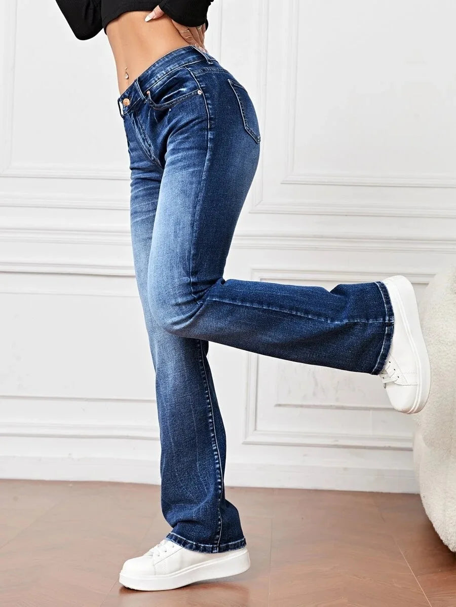 1. Stretch Denim Slightly Flared Jeans