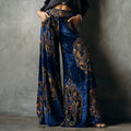 1. Blue Velvet Print Wide Leg Pants