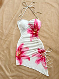 1. Clothing Beach Floral Dress with Halter and Asymmetric Hem