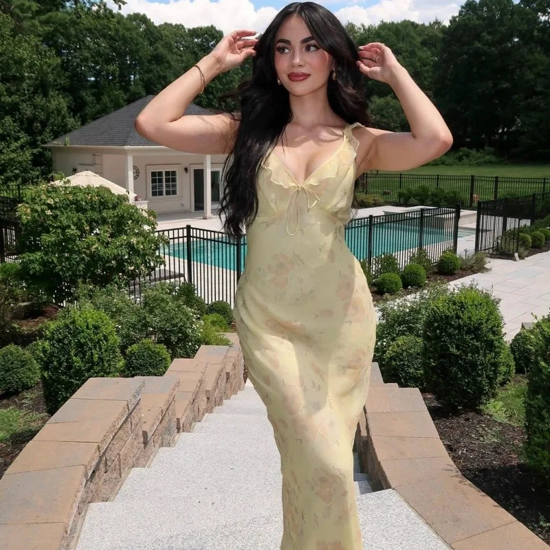 1. Clothing Backless Floral Maxi Dress