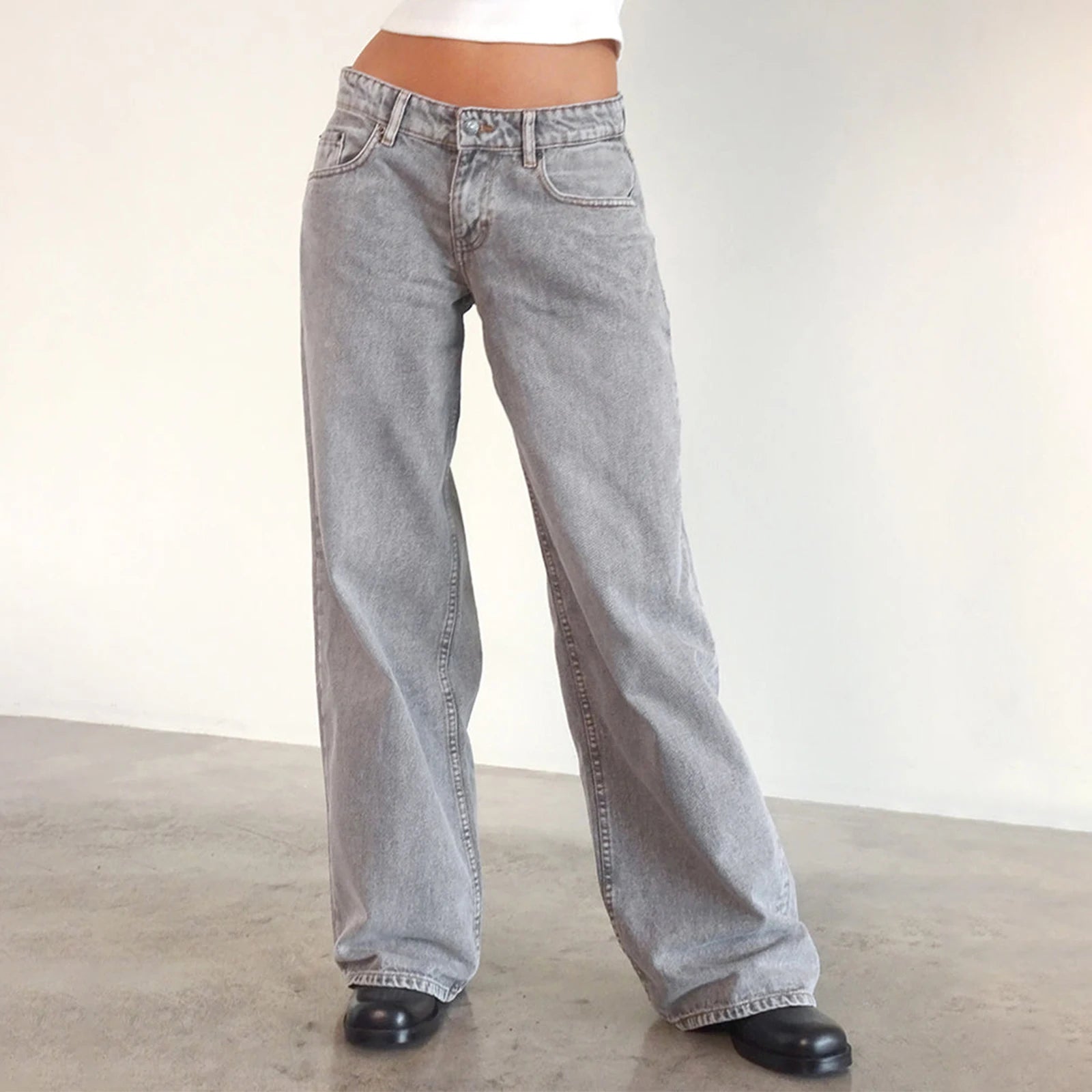 1. Clothing Low Rise Baggy Denim Jeans
