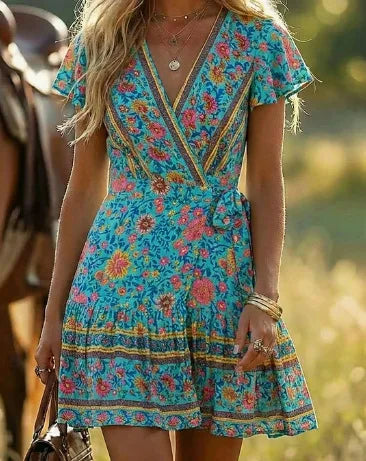 1. Beach Boho Vintage Print Dress