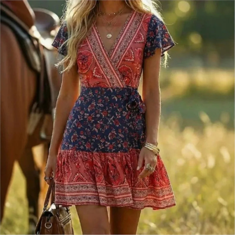 1. Beach Boho Vintage Print Dress