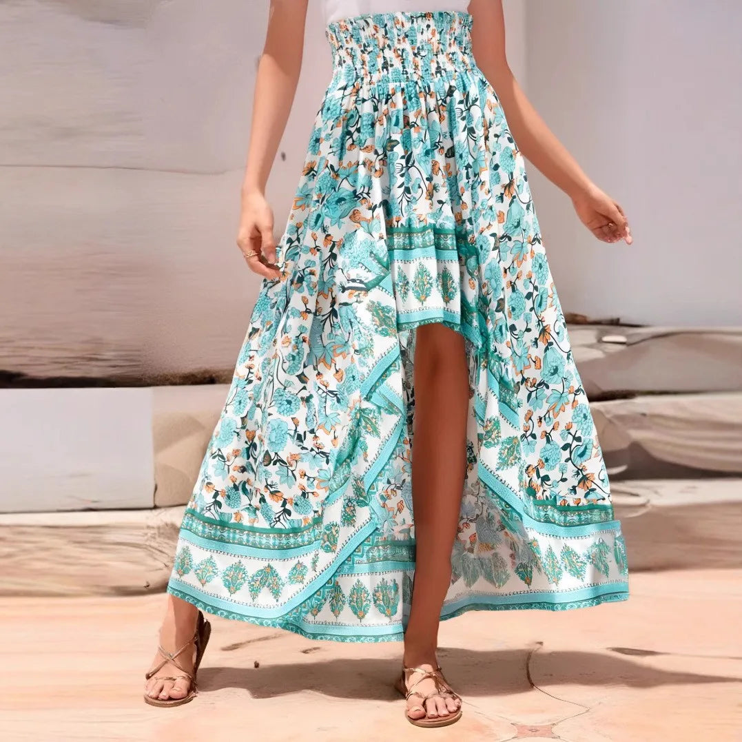 1. Clothing High-low Bohemian Skirt with Elastic Waist