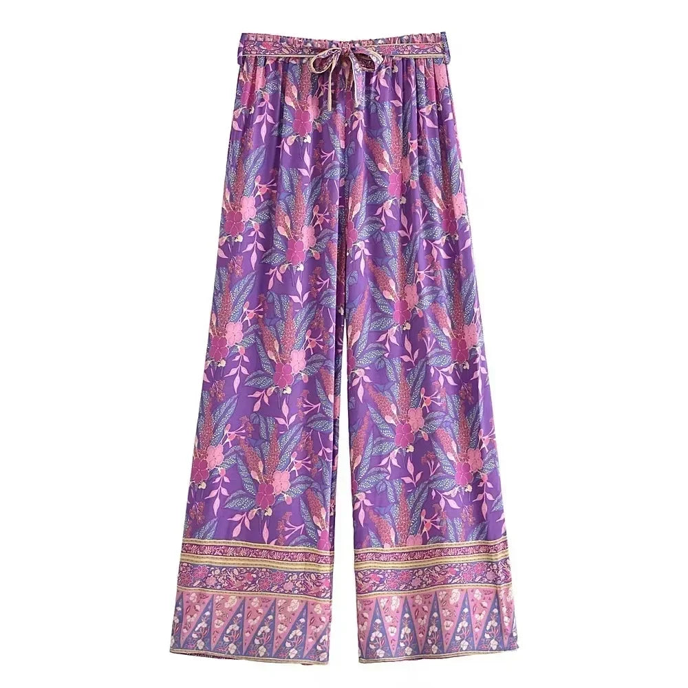 1. Clothing Boho Wildflower Purple Beach Pants