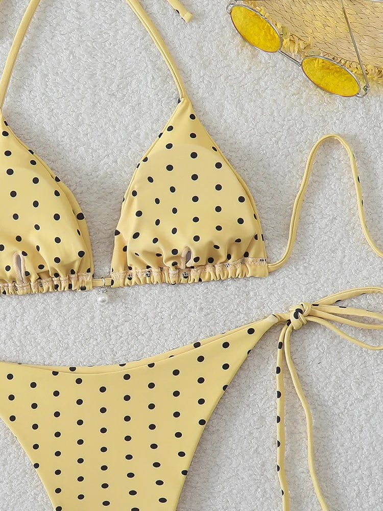 1. Clothing Bikini Polka Dots String Bikini