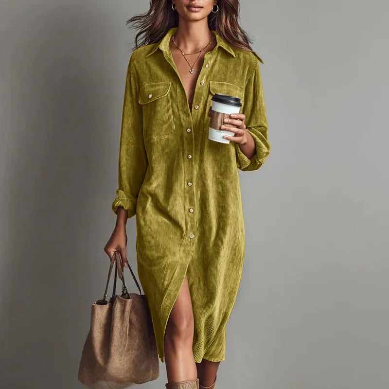 1. Corduroy Shirt Dress
