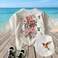1. T-shirt Hummingbird & Flowers 100% Cotton Print T-Shirt