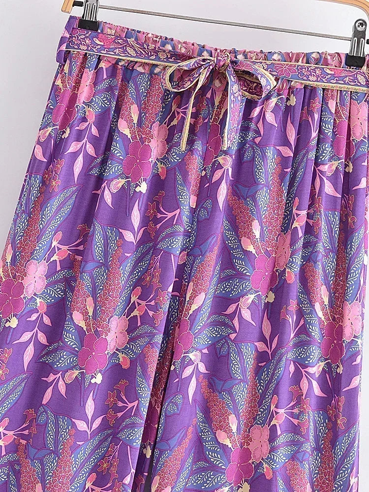 1. Clothing Boho Wildflower Purple Beach Pants