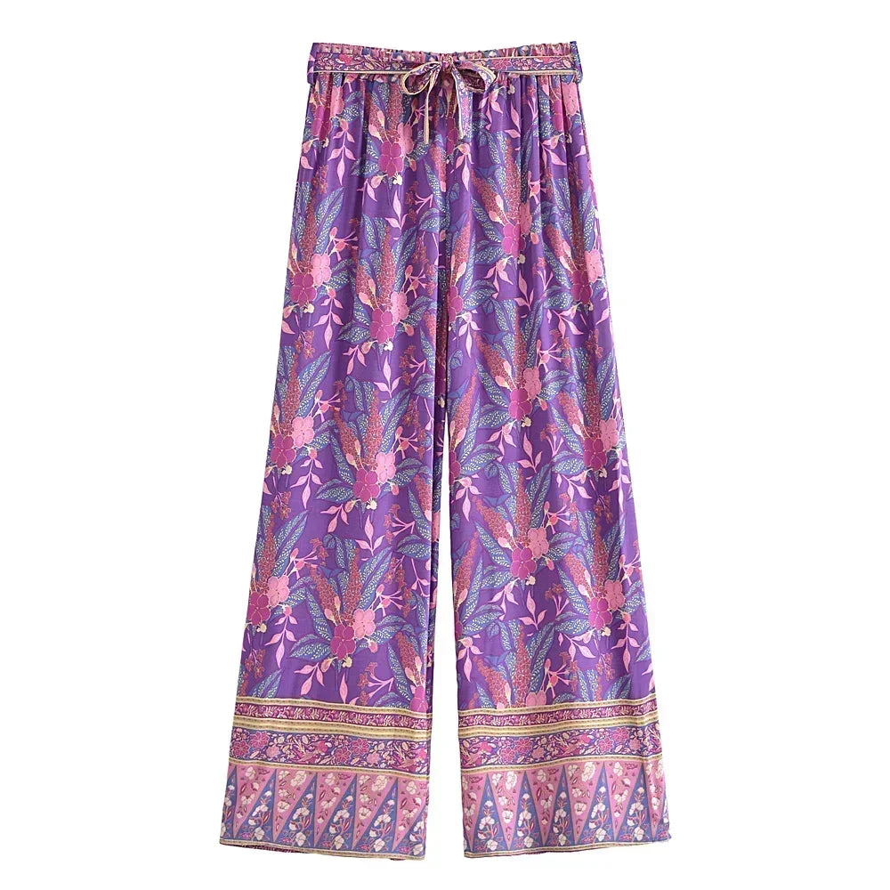 1. Clothing Boho Wildflower Purple Beach Pants