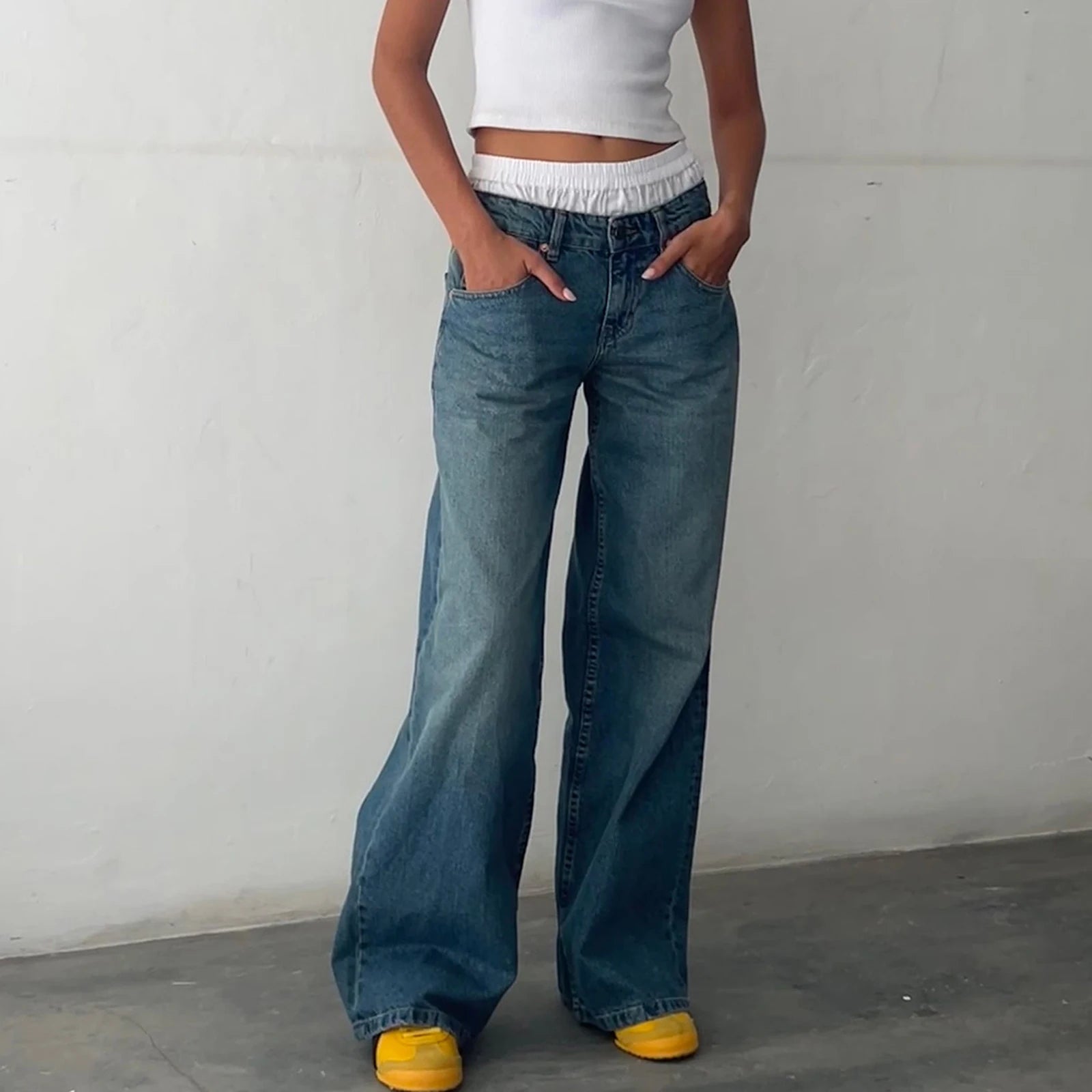 1. Clothing Low Rise Baggy Denim Jeans