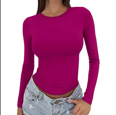 1. Cotton Blend Long Sleeve Skinny Top