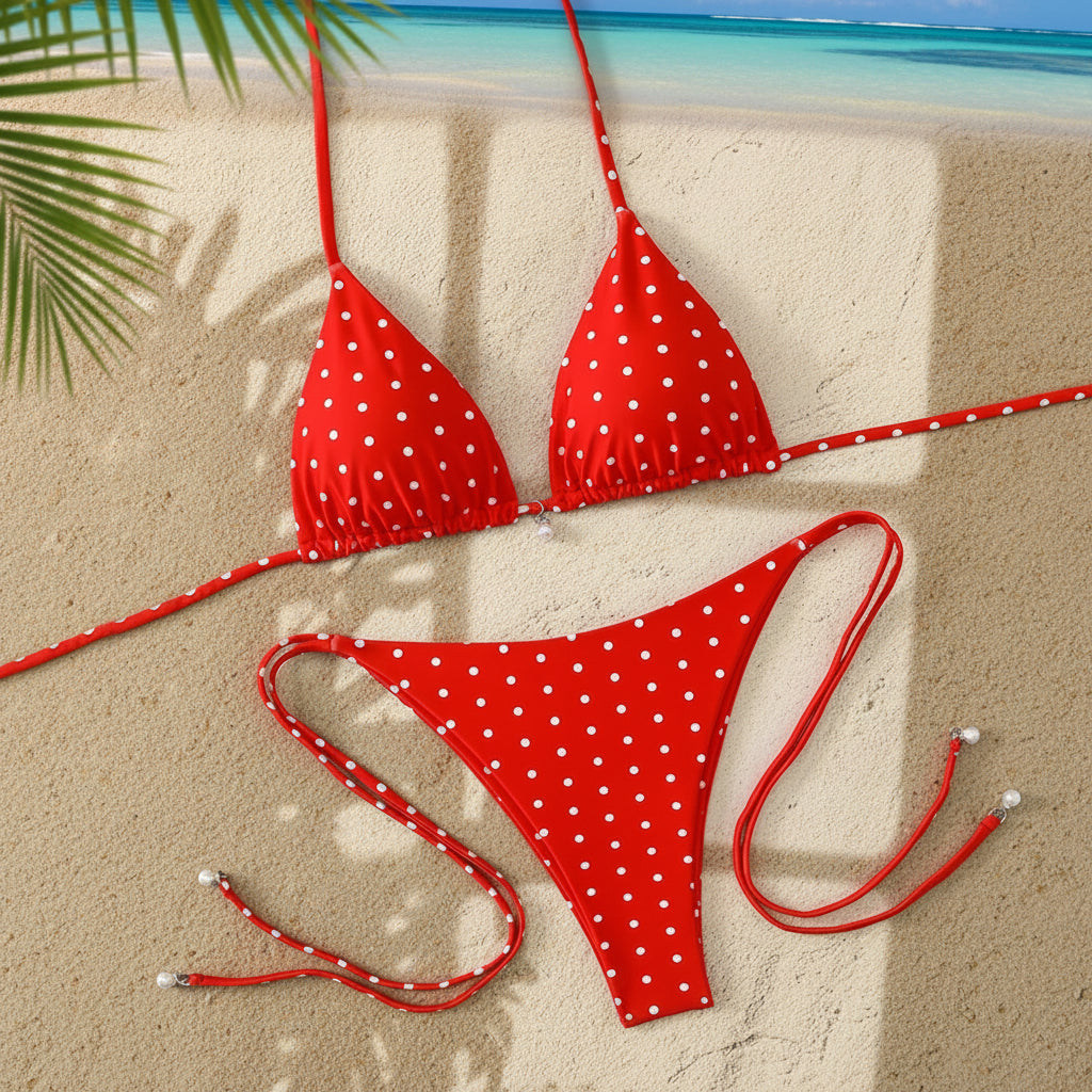 1. Clothing Bikini Polka Dots String Bikini