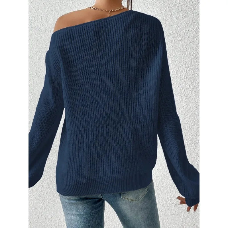 1. Off The Shoulder Oversized and Comfy Waffle Weave Sweater