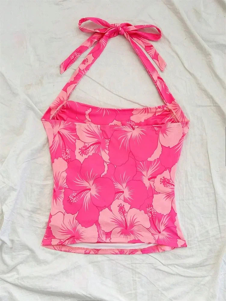 1. Clothing Crop Hibiscus Halter