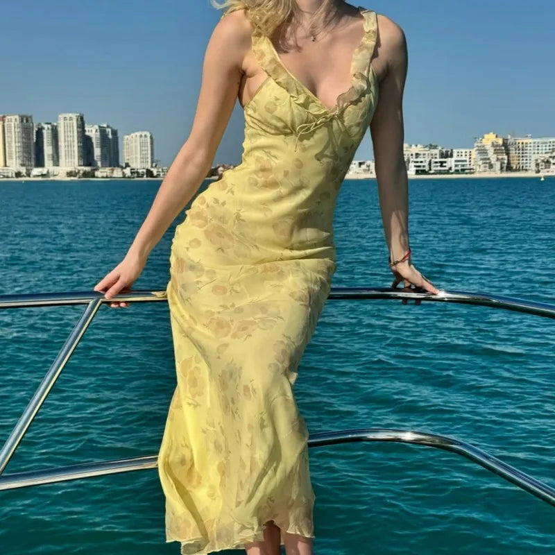 1. Clothing Backless Floral Maxi Dress